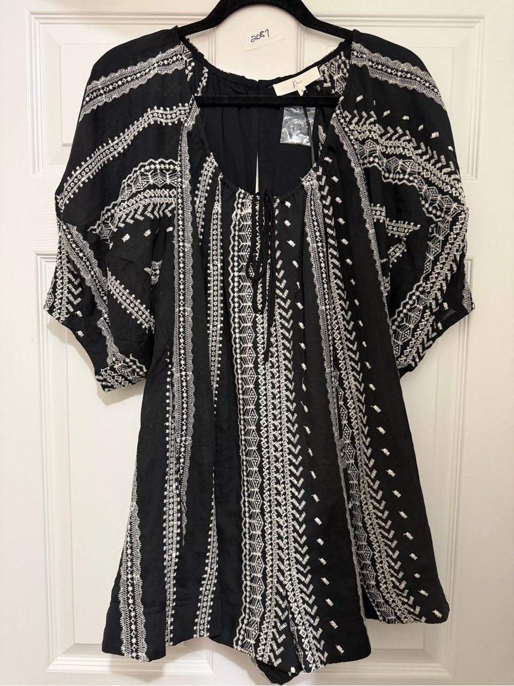 Klesis Black & Ivory Embroidered Boho Romper